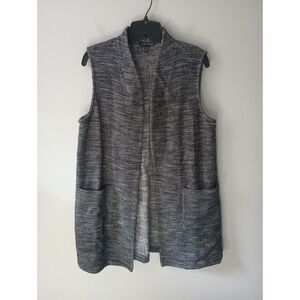 Eileen Fisher Women's Size Medium Tweed Vest Organic‎ Cotton Sleeveless Pockets